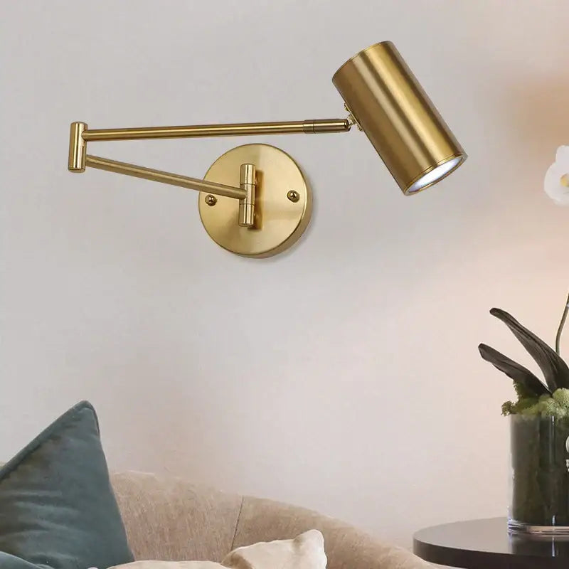 Gold Swing-Arm Adjustable Bedside Wall Lamp