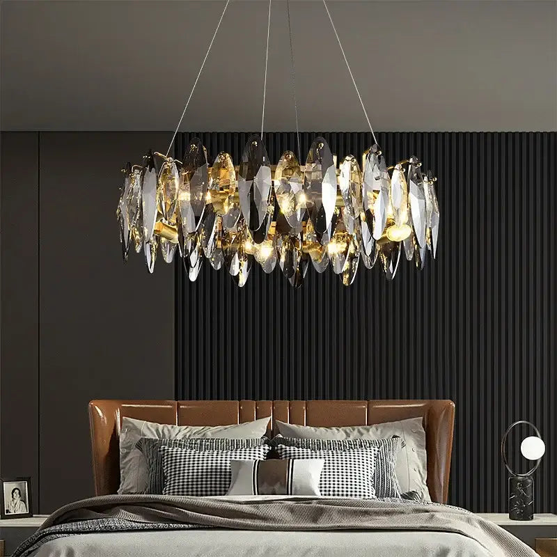 Gold Amber Crystal 100cm Chandelier