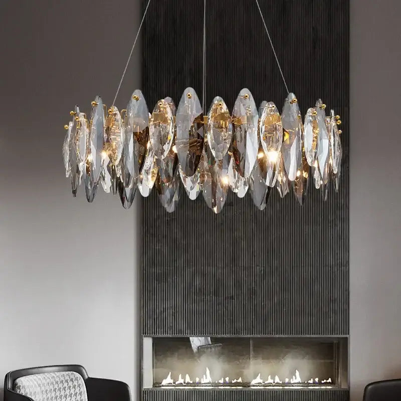 Gold Amber Crystal 100cm Chandelier