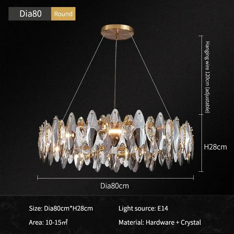 Gold Amber Crystal 100cm Chandelier