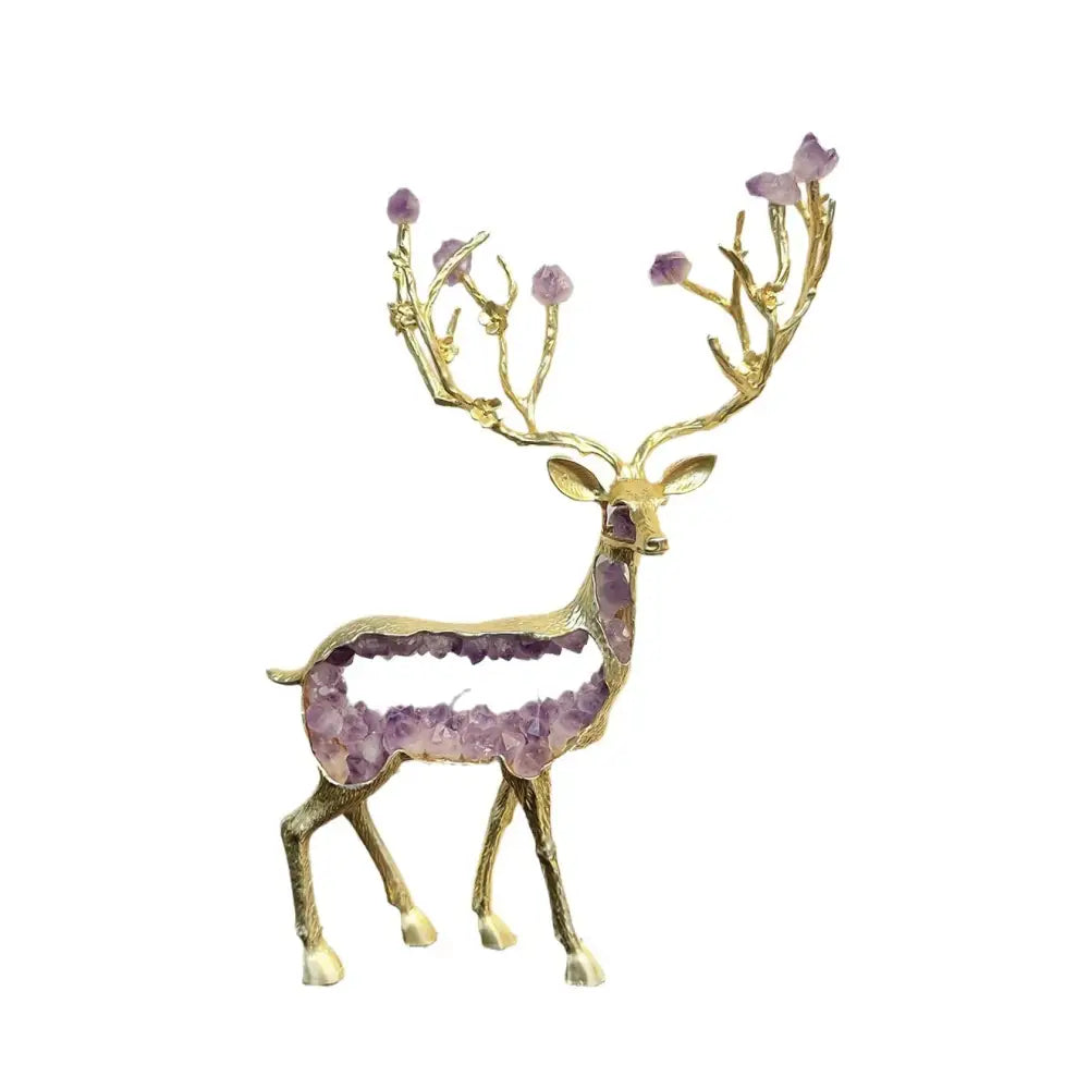 Gold Amethyst Deer Sculpture