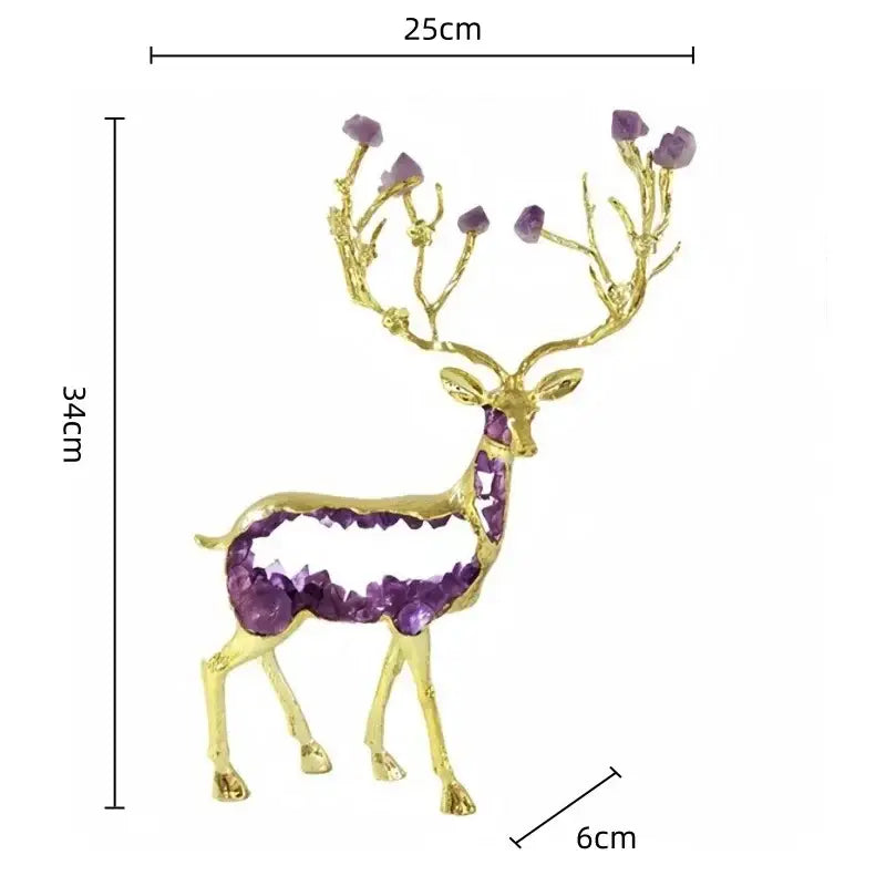 Gold Amethyst Deer Sculpture