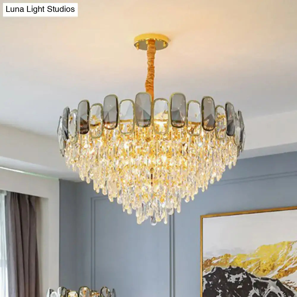 Gold Crystal Cone Chandelier