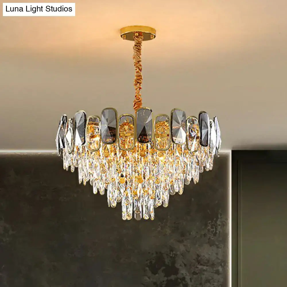 Gold Crystal Cone Chandelier