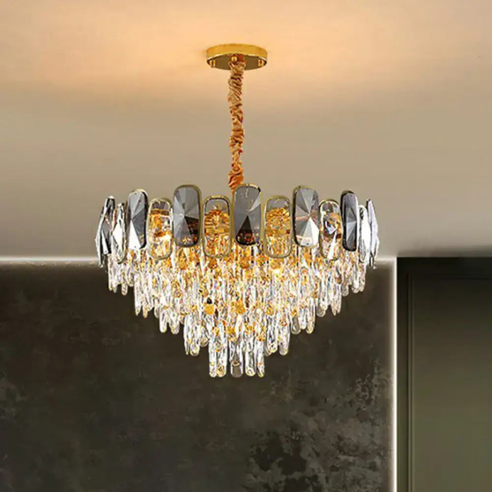 Gold Crystal Cone Chandelier