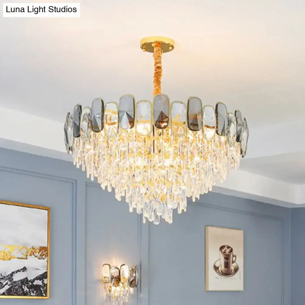Gold Crystal Cone Chandelier