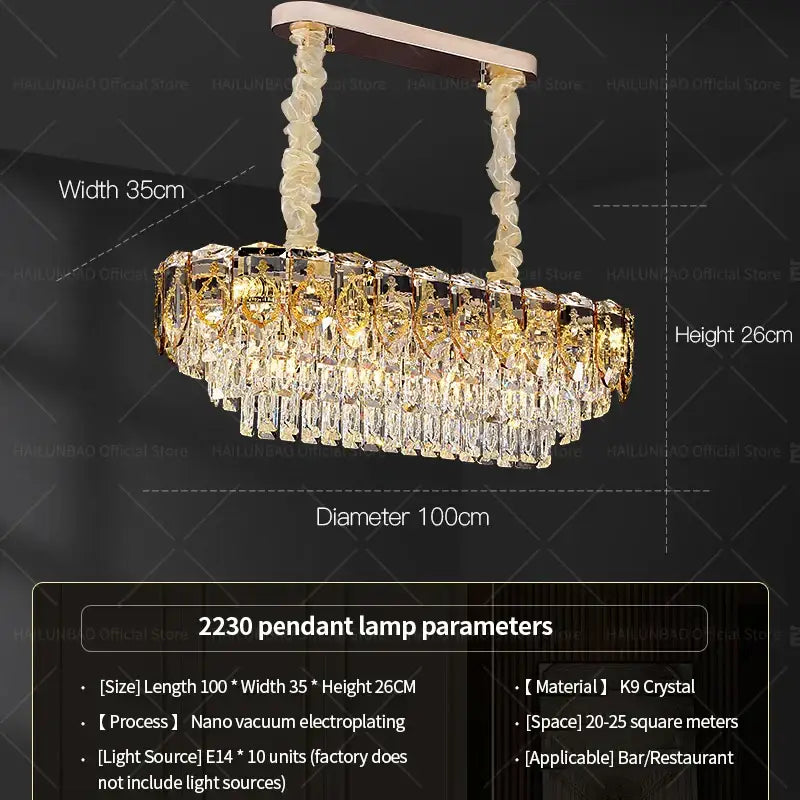 Gold Amber Crystal Italian Dining Chandelier