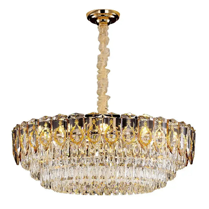 Gold Amber Crystal Italian Dining Chandelier