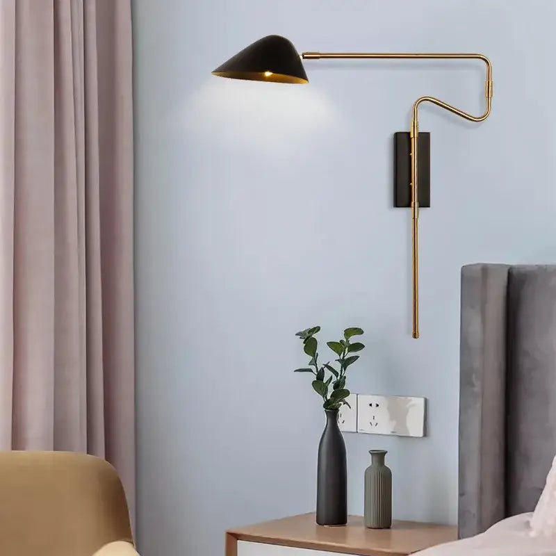 Gold Black Rocker Wall Lamp