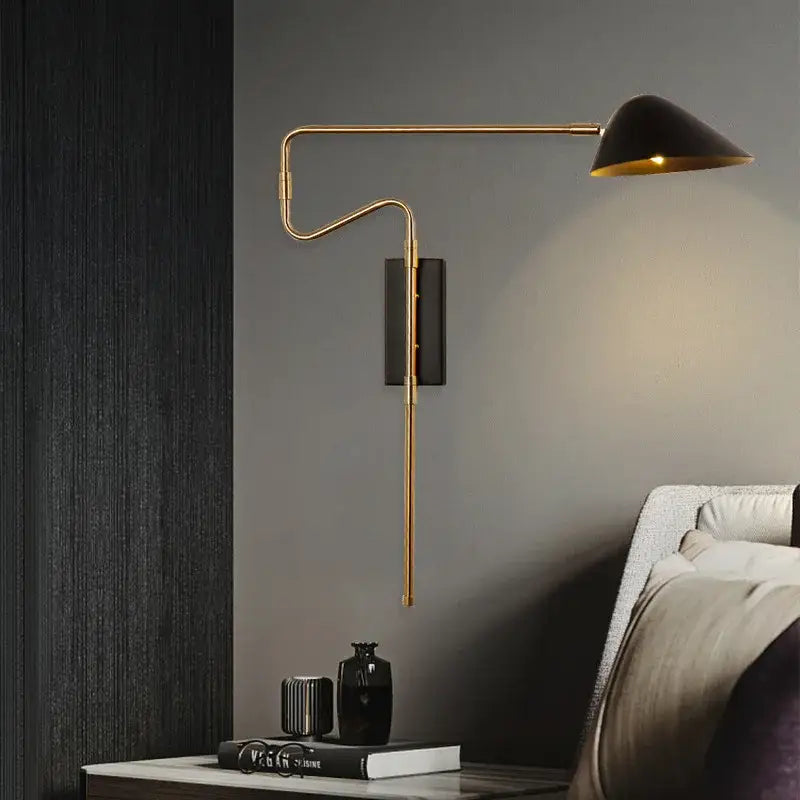 Gold Black Rocker Wall Lamp