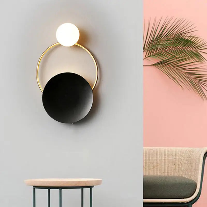 Gold Black Orb Wall Lamp
