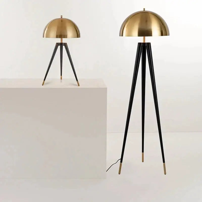 Gold Black Tripod Floor Lamp