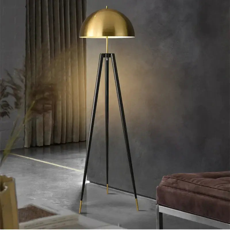 Gold Black Tripod Floor Lamp