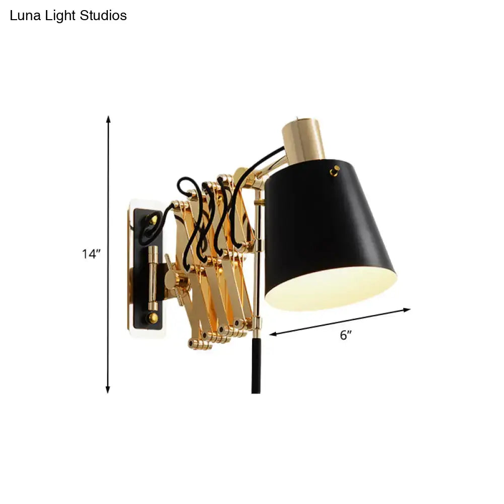 Gold Black Barrel Wall Sconce