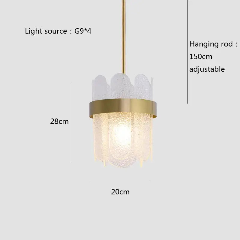 Gold Blue Glass Chandelier
