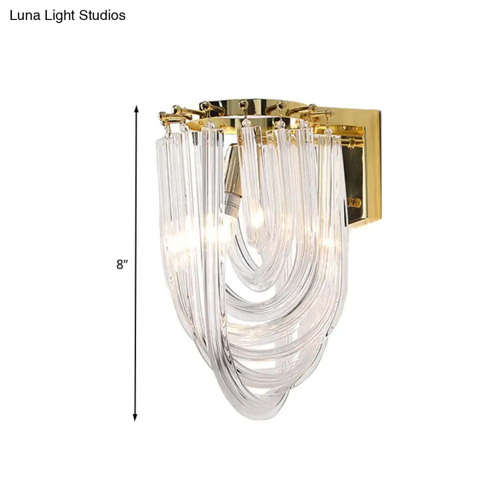 Gold Glass Geometric Clear Sconce