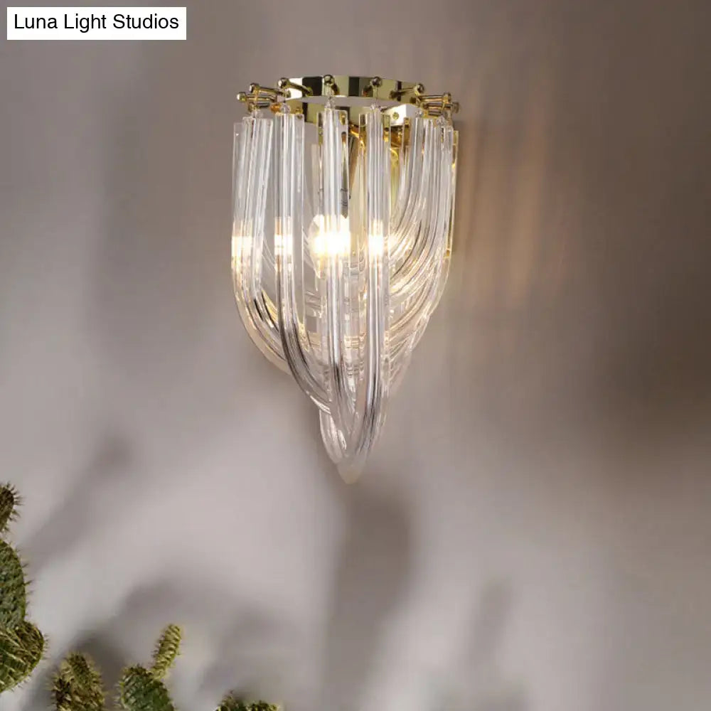Gold Glass Geometric Clear Sconce