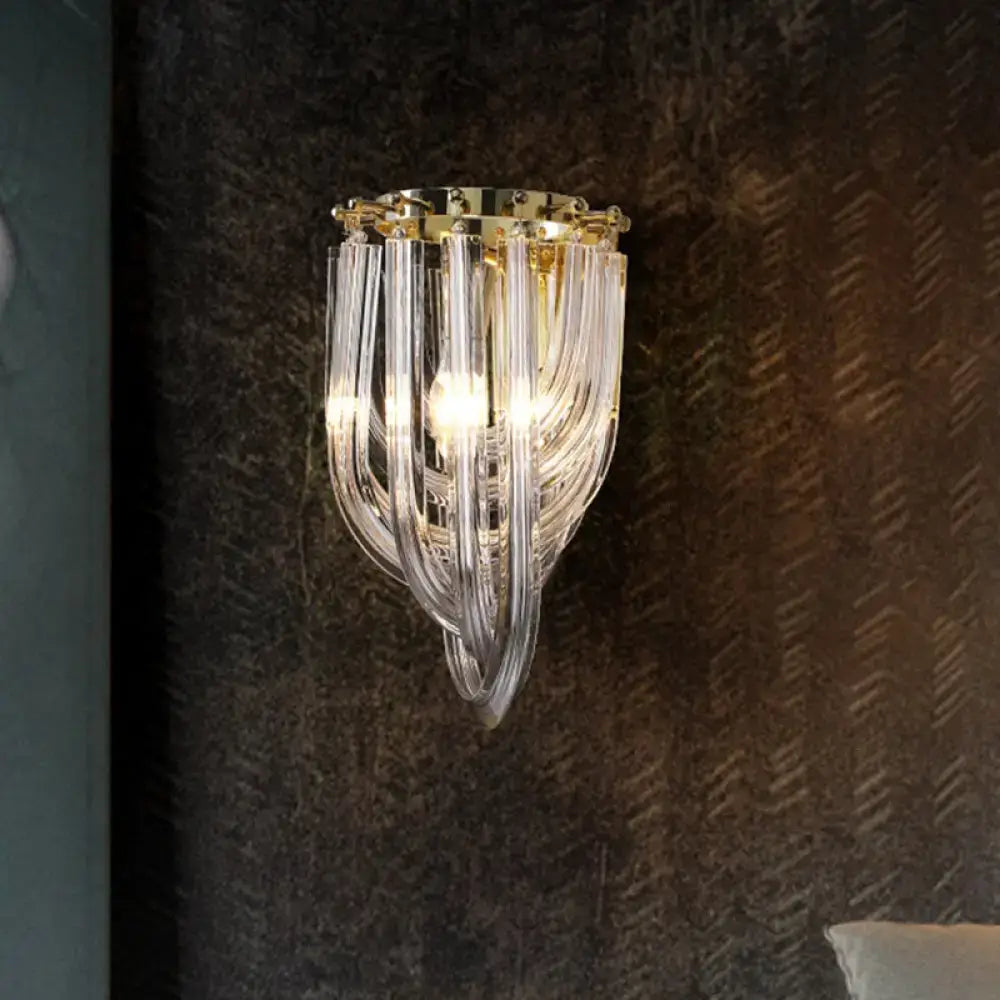 Gold Glass Geometric Clear Sconce
