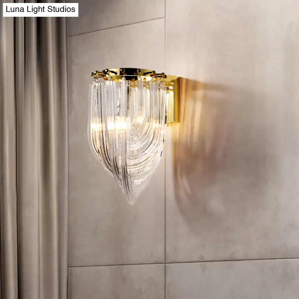 Gold Glass Geometric Clear Sconce