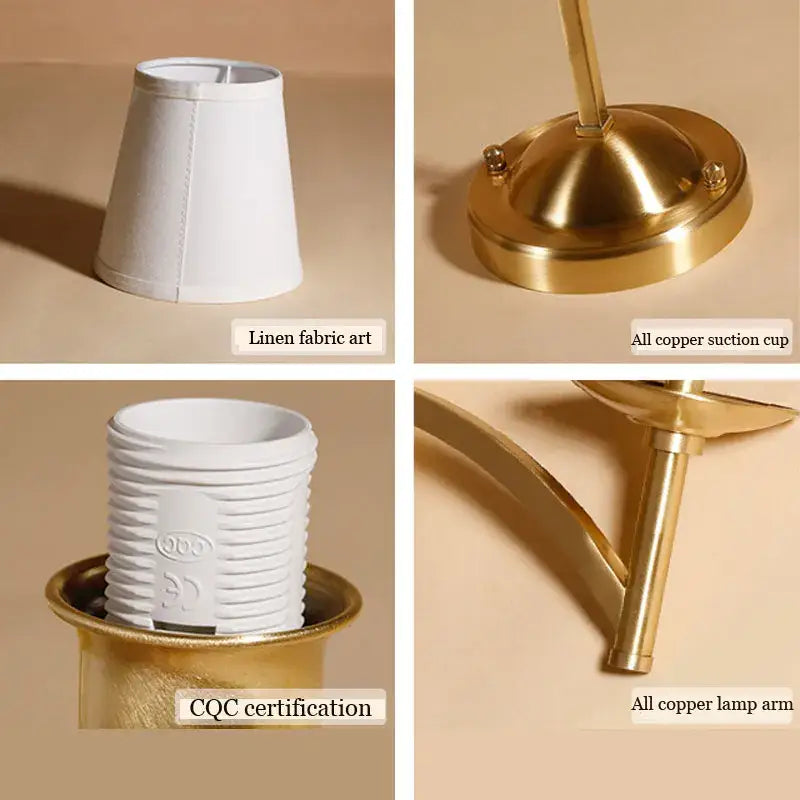 Gold Cream Fabric Soft-Glow Sconce
