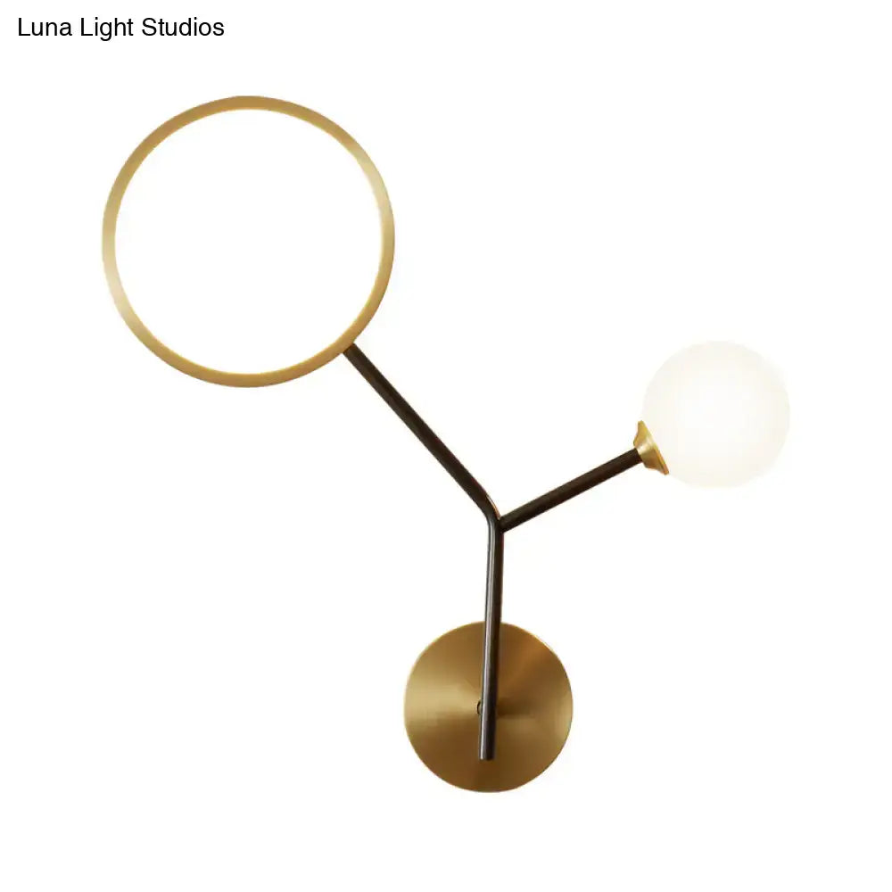 Gold Cream Glass Compact Wall Sconce