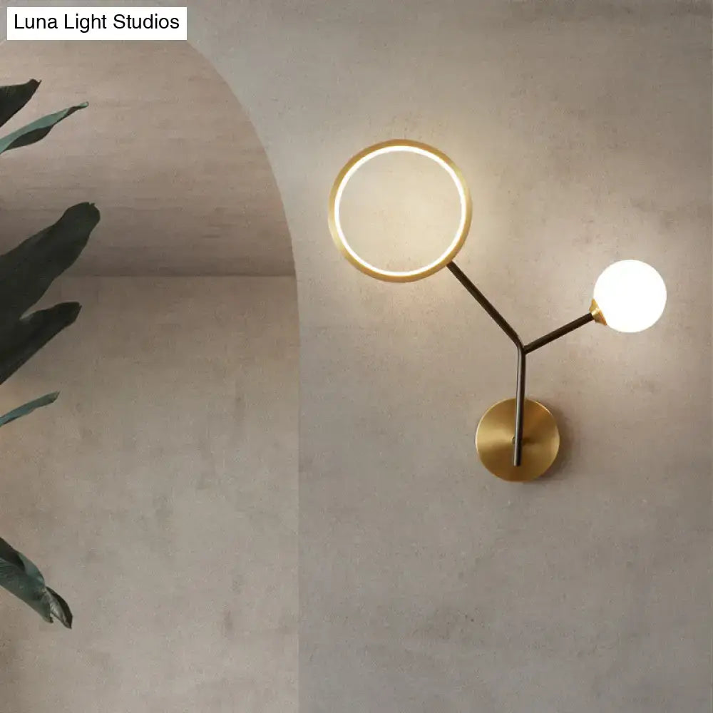 Gold Cream Glass Compact Wall Sconce