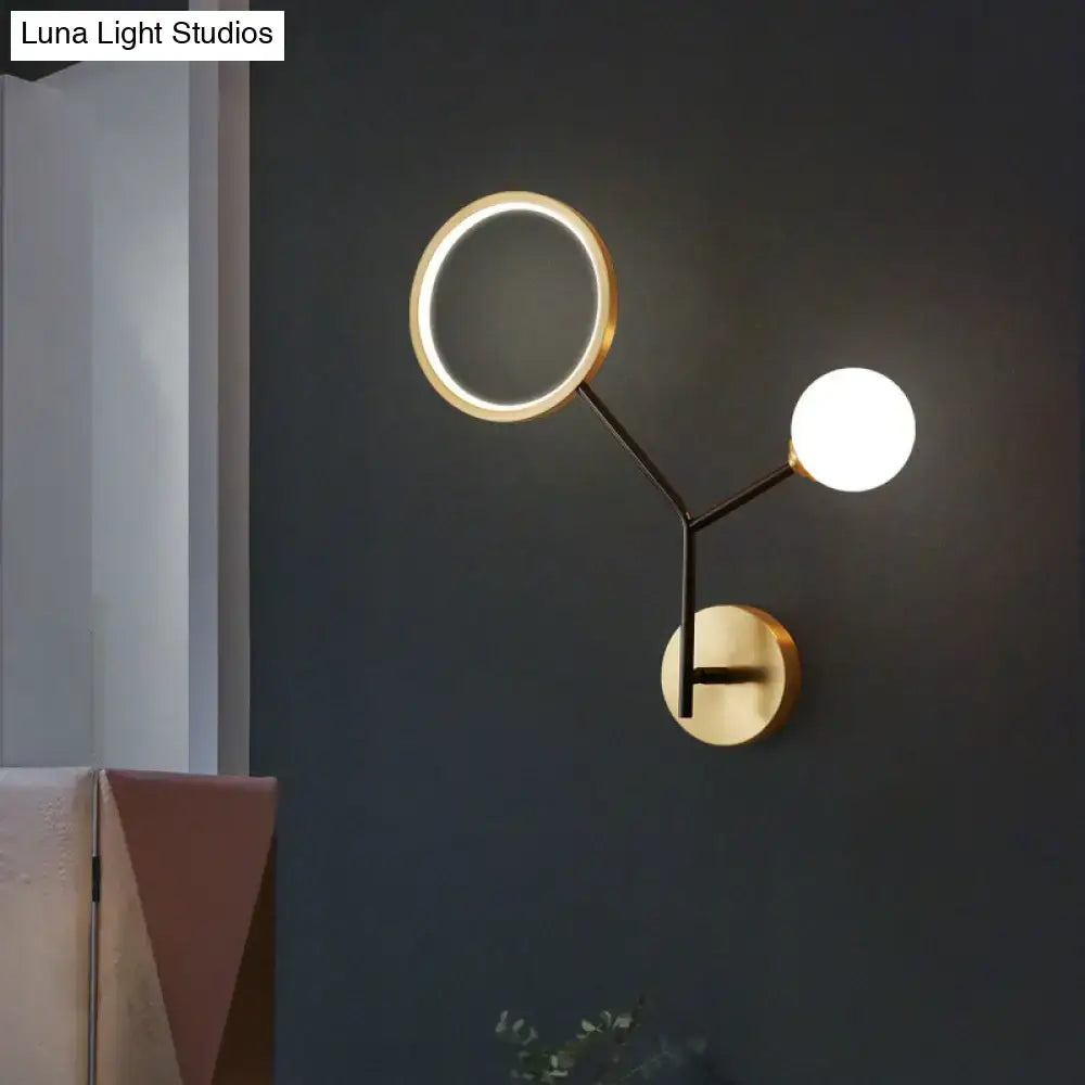 Gold Cream Glass Compact Wall Sconce