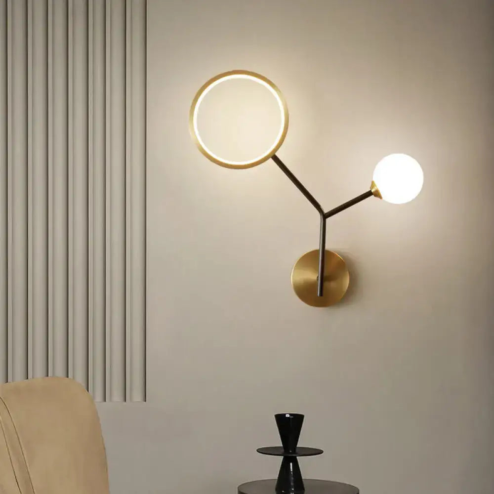 Gold Cream Glass Compact Wall Sconce