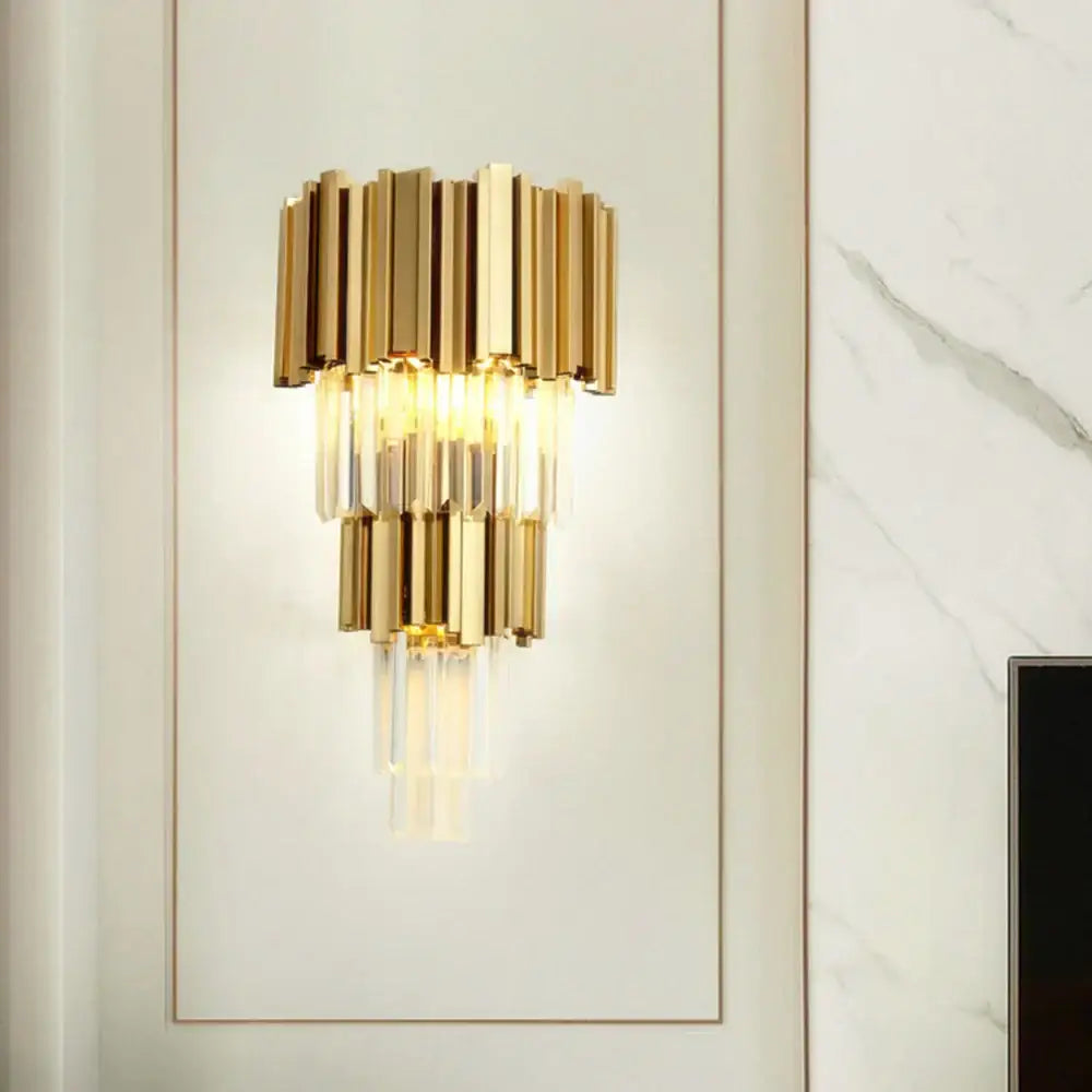 Gold Glass LED Wall Lamp with Adjustable Color Temp