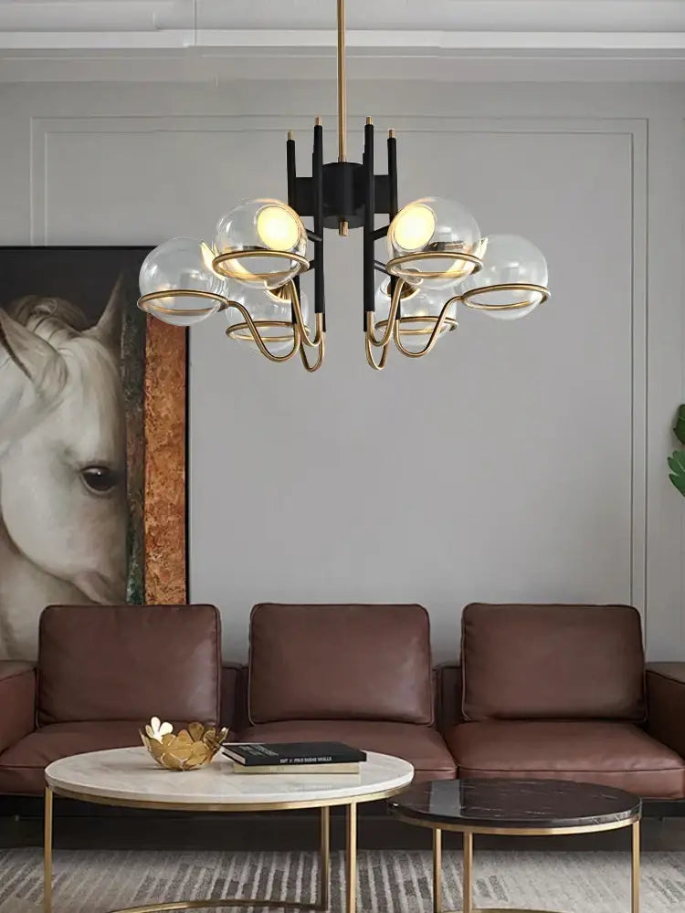 Gold Glass Ceiling Chandelier 80cm for Living Rooms