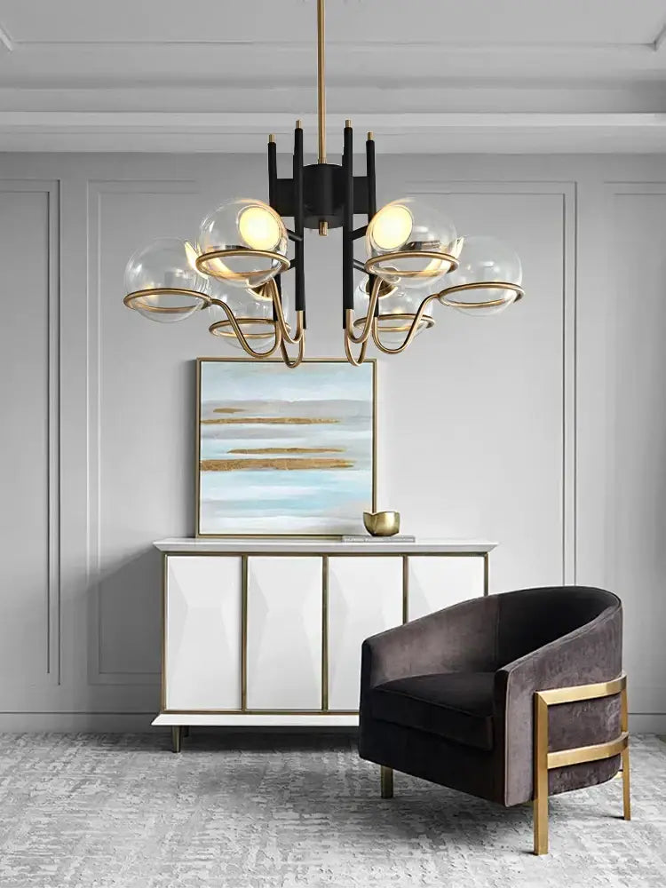 Gold Glass Ceiling Chandelier 80cm for Living Rooms