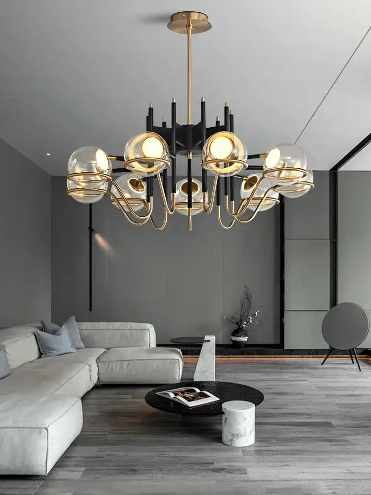 Gold Glass Ceiling Chandelier 80cm for Living Rooms