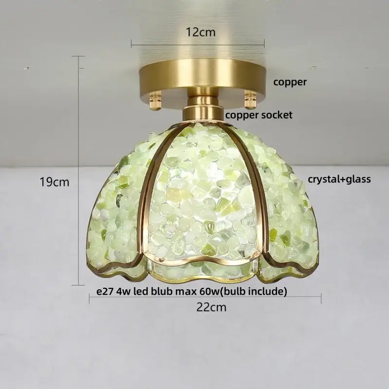 Gold Crystal Ceiling Light Pink Column Glass