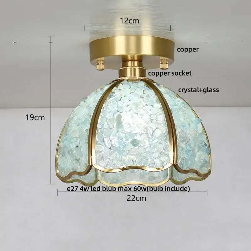 Gold Crystal Ceiling Light Pink Column Glass