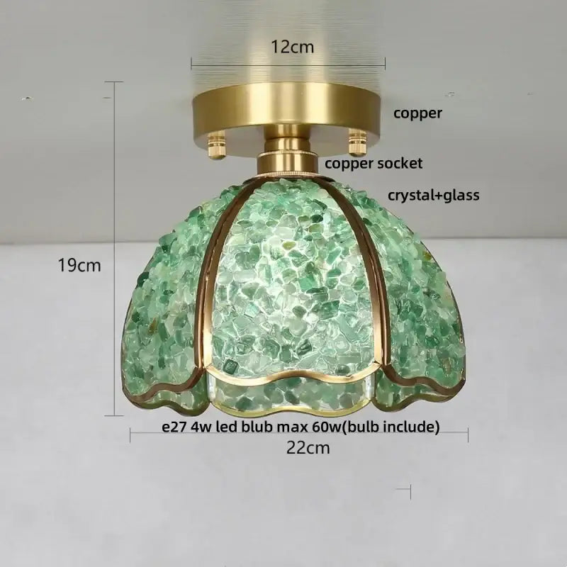 Gold Crystal Ceiling Light Pink Column Glass