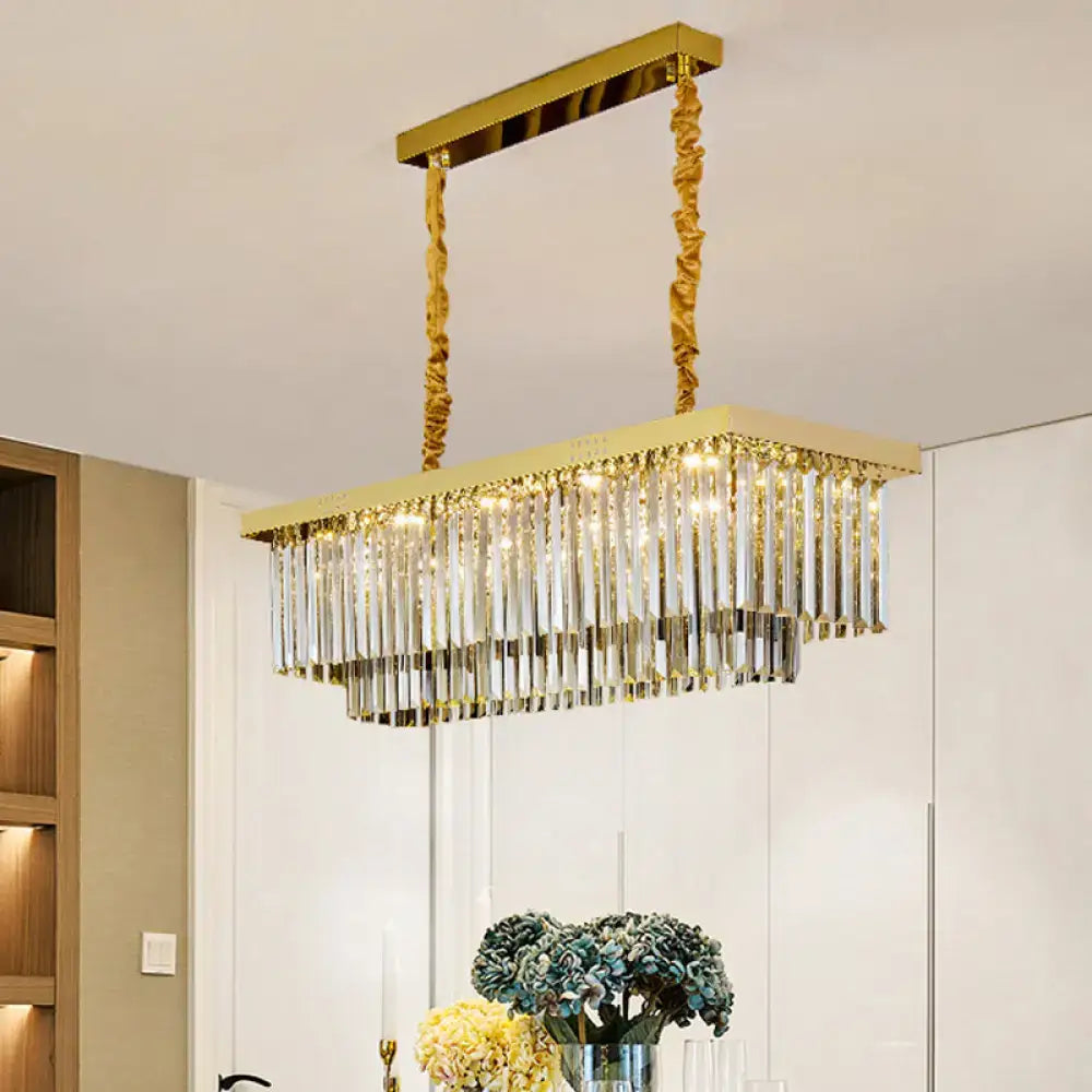 Gold Gray Crystal Chandelier
