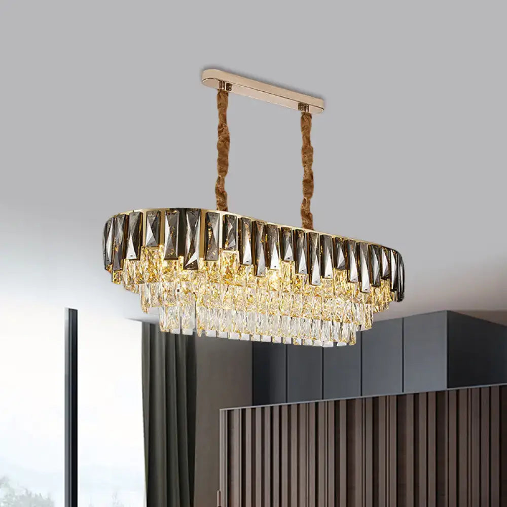 Gray Crystal Island Chandelier
