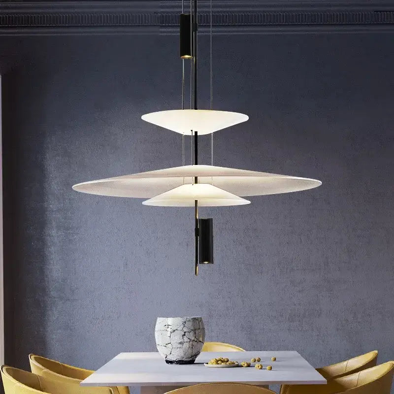 White Saucer Pendant Light