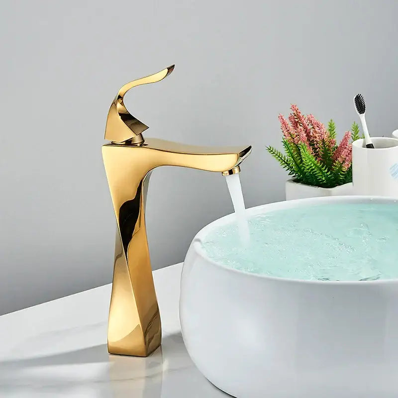 Gold Angular Basin Faucet
