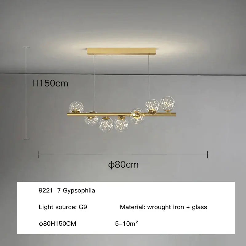 Gold Glass Ball Chandelier 7 To 11 Heads
