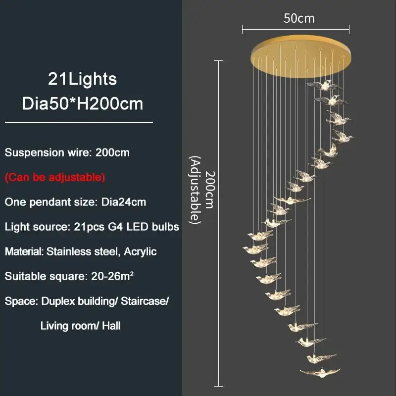 Gold Bird LED Chandelier