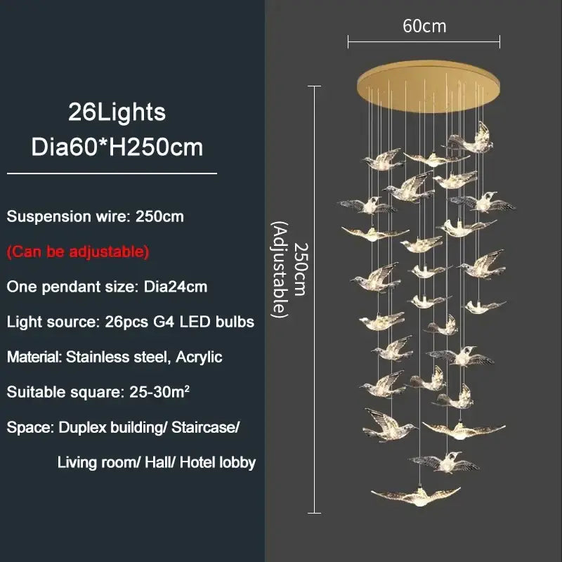 Gold Bird LED Chandelier