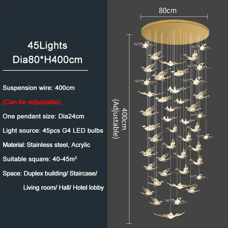 Gold Bird LED Chandelier