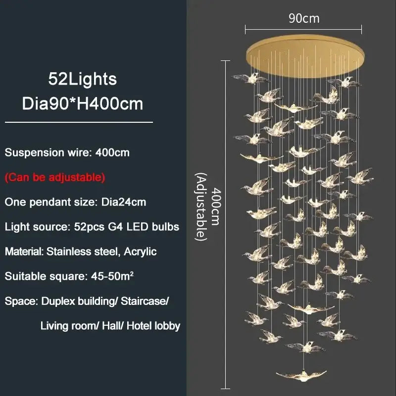 Gold Bird LED Chandelier