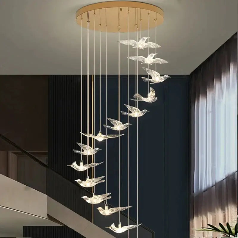 Gold Bird LED Chandelier
