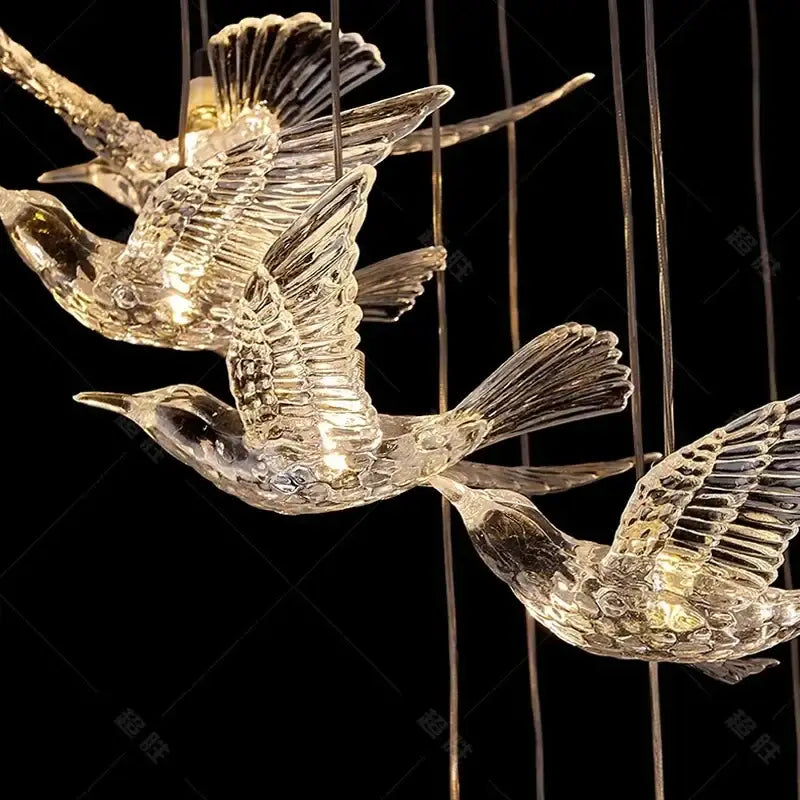 Gold Bird LED Chandelier