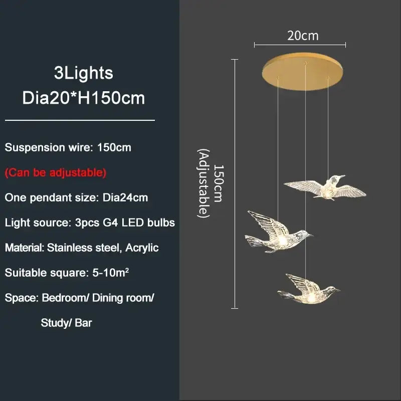 Gold Bird LED Chandelier