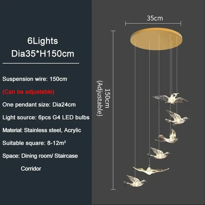 Gold Bird LED Chandelier
