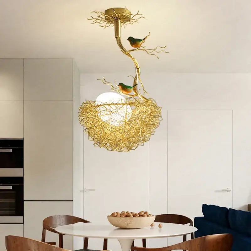 Gold Glass Pendant Light Ambient Dining Glow