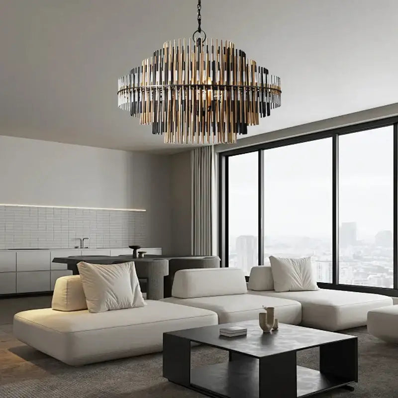 Brass Glass Ceiling Chandelier Copper Dia100cm
